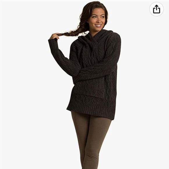 Barefoot Dreams CozyChic Zig Zag Cable Hoodie S - Picture 1 of 9
